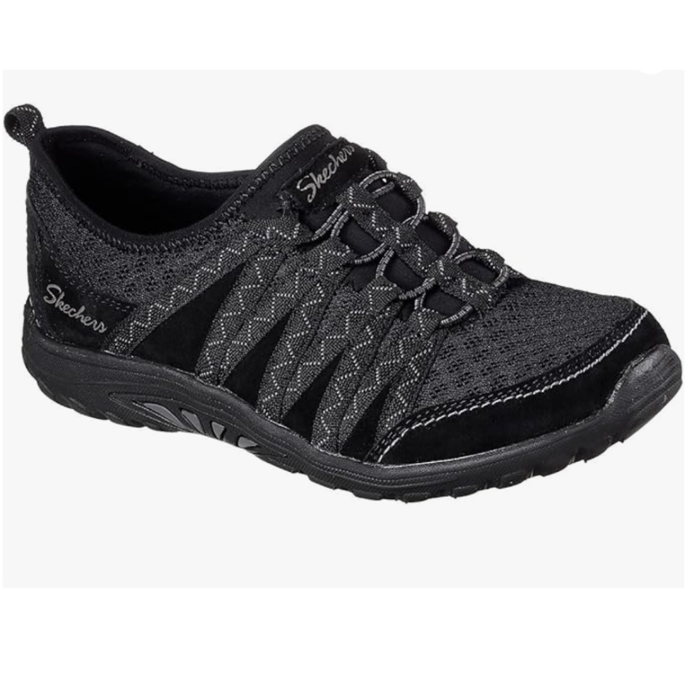 *EUC* Skechers Reggae Fest Shoes Women's Size 9.5 Mesh Black Slip-On